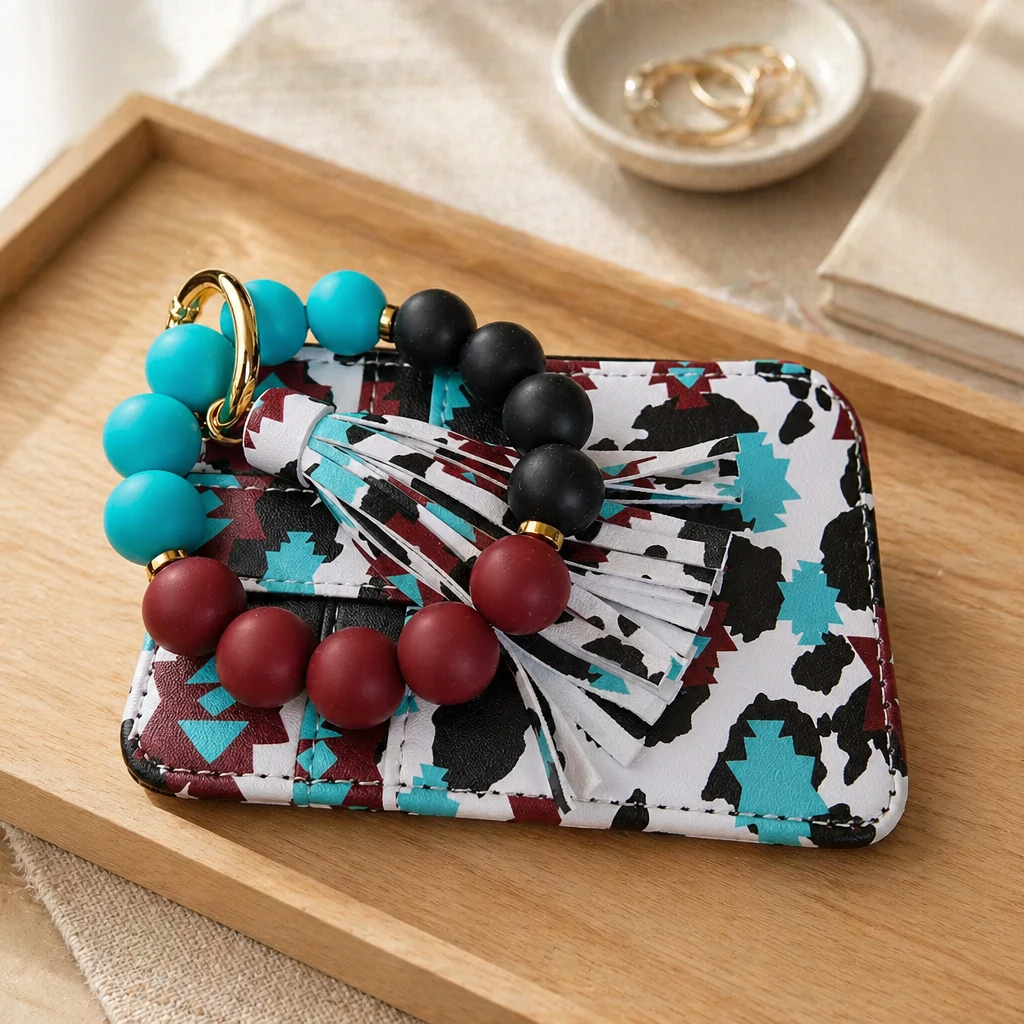LEATHER WRISTLET WITH KEYCHAIN VARIETY OF COLORS
