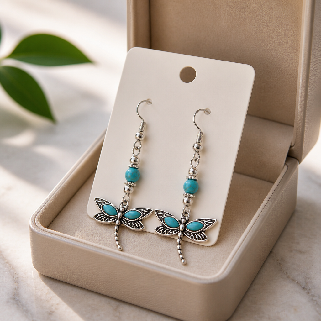 DRAGONFLY TURQUOISE DANGLE EARRINGS