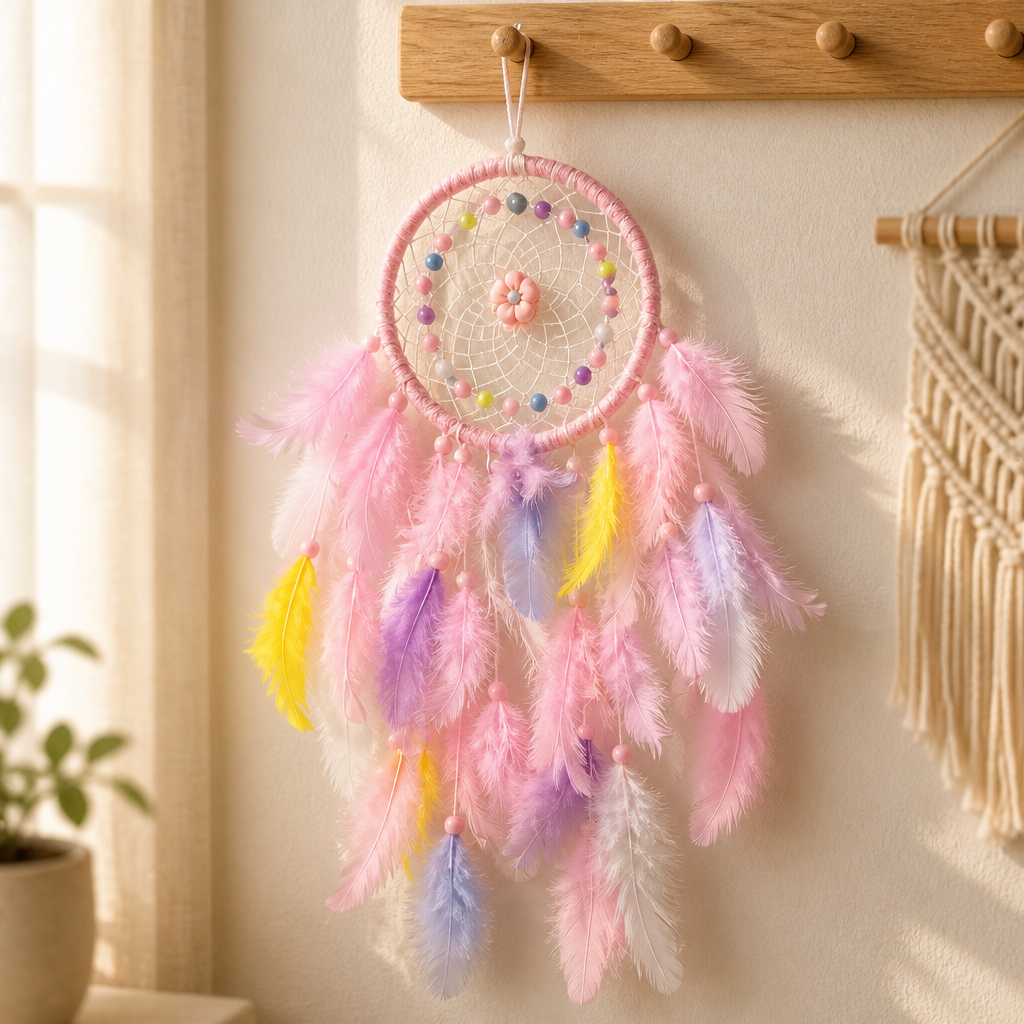 DREAM CATCHER PINK YELLOW PURPLE WHITE