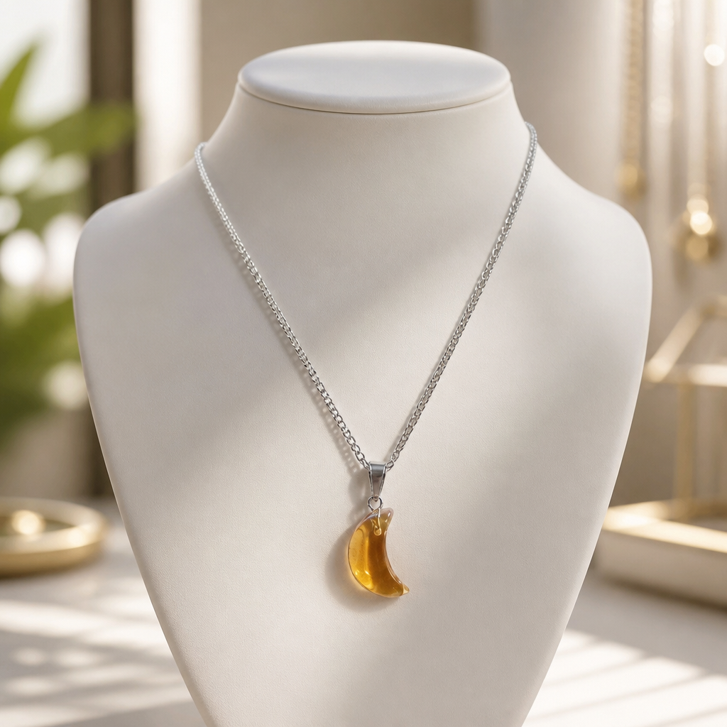 CRESCENT MOON ON STAINLESS STEEL CHAIN
