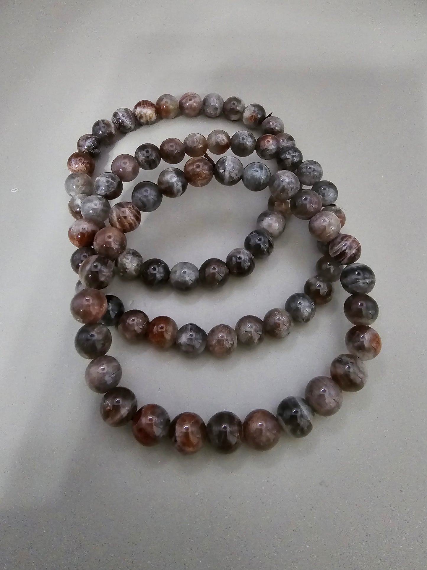 BLACK AND PEACH MOONSTONE BRACELET