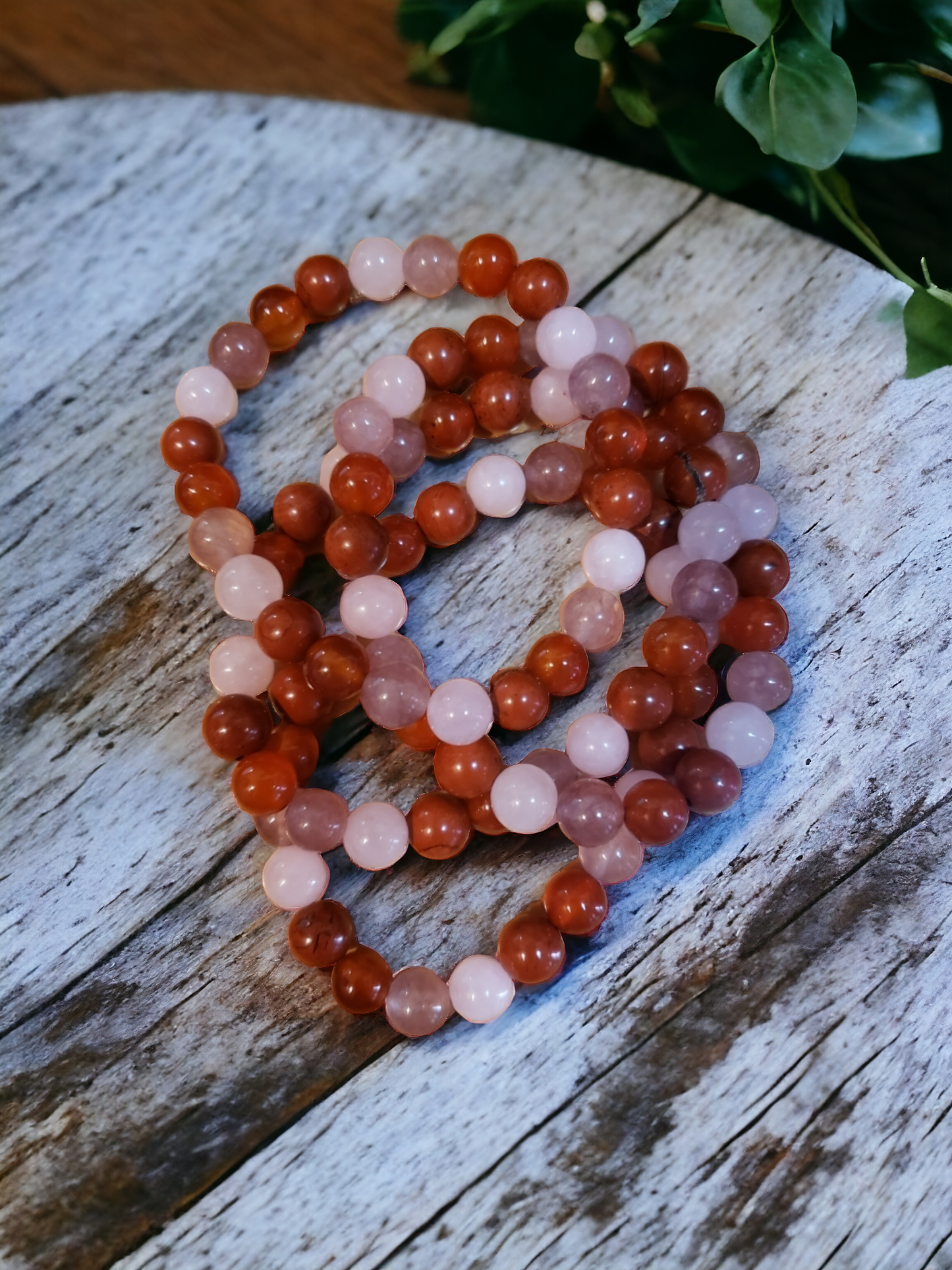 ATTRACT LOVE BRACELET - Strawberry Quartz-Rose Quartz-Carnelian-Red Jasper