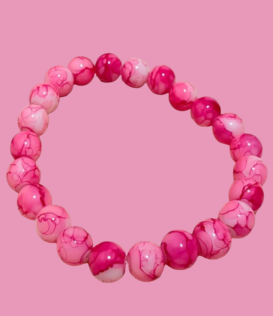 GLASS PINK BRACELET 8MM