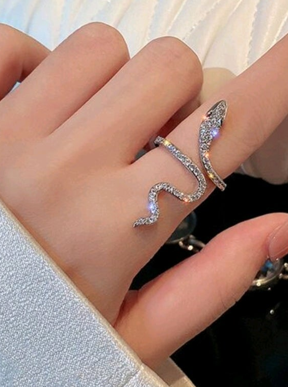Rhinestone Snake Cuff Ring