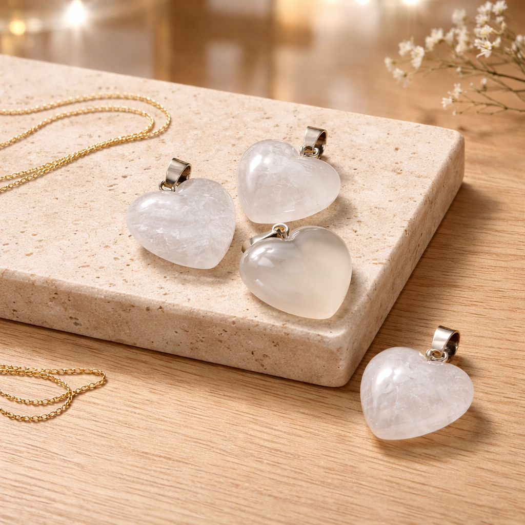 CLEAR QUARTZ HEART PENDANT