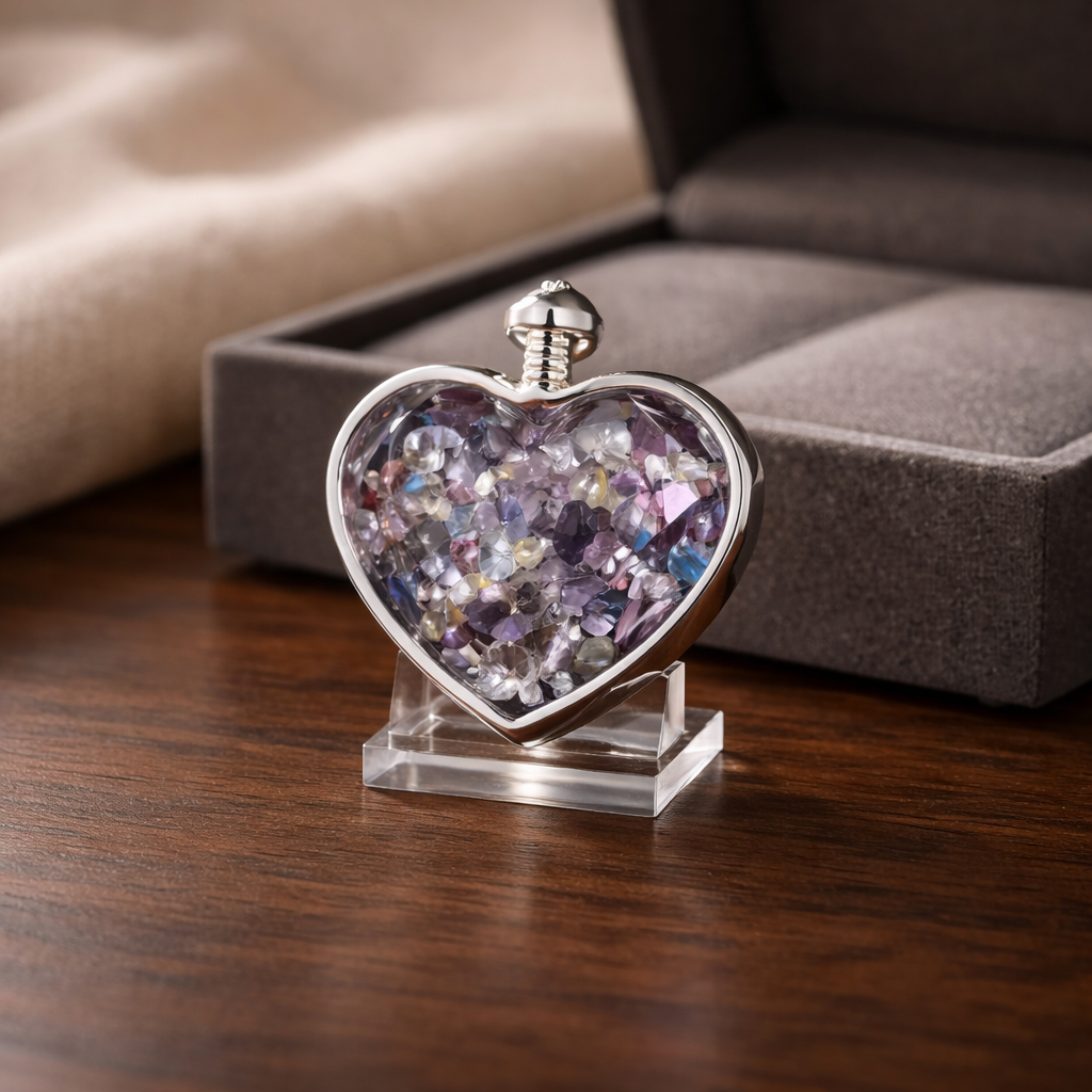 MULTI COLORED TOURMALINE SILVER HEART CHIP PENDANT
