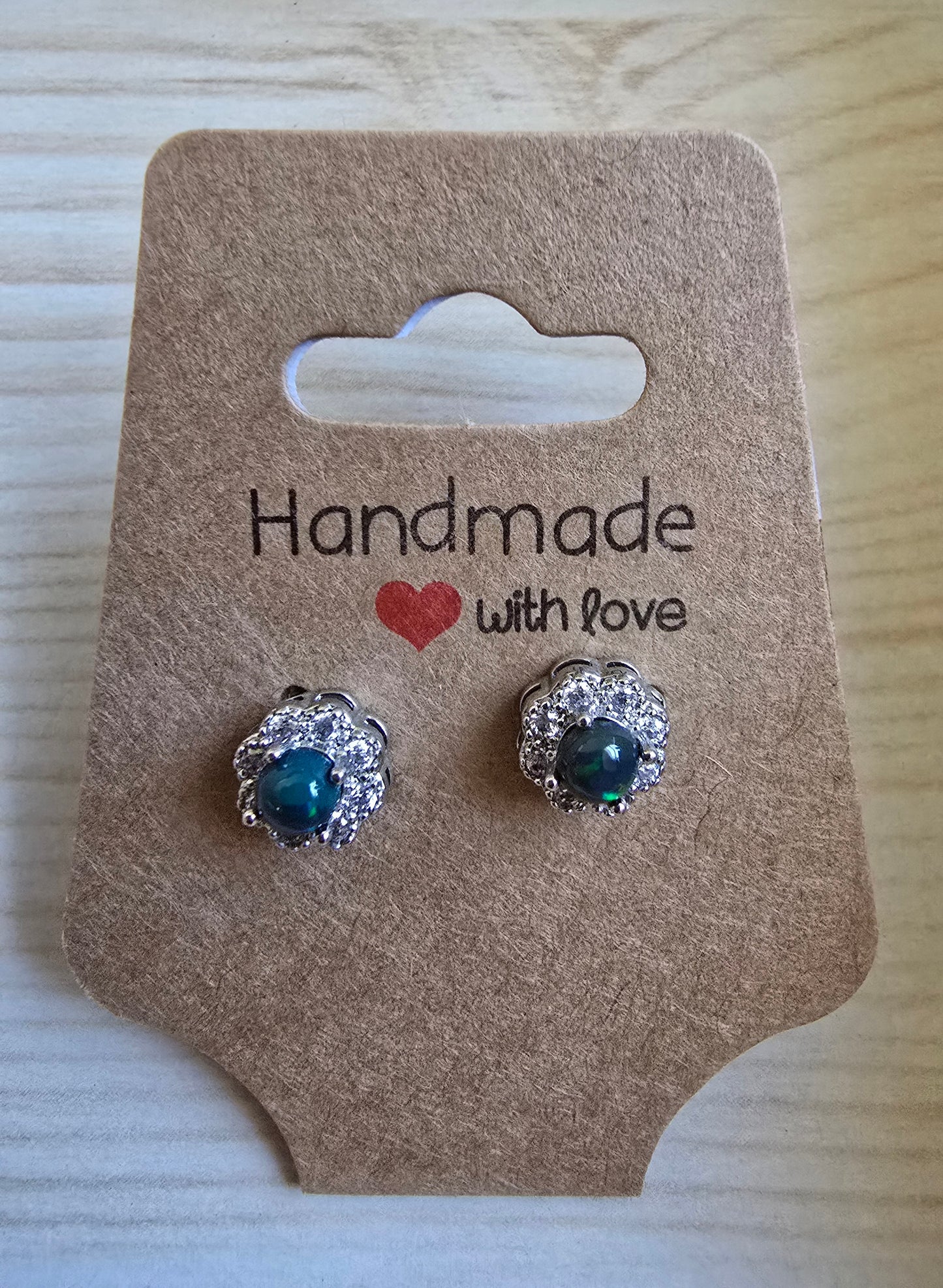 BLACK OPAL STERLING SILVER EARRINGS