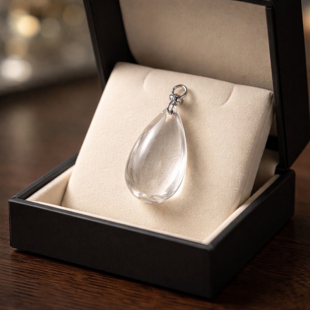 CLEAR QUARTZ TEARDROP PENDANT