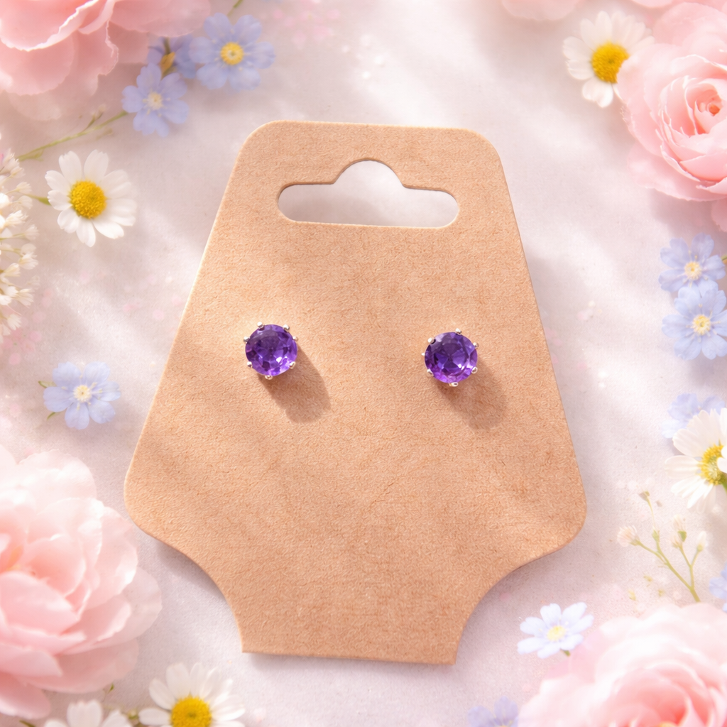 AMETHYST EARRINGS (STERLING SILVER POSTS)