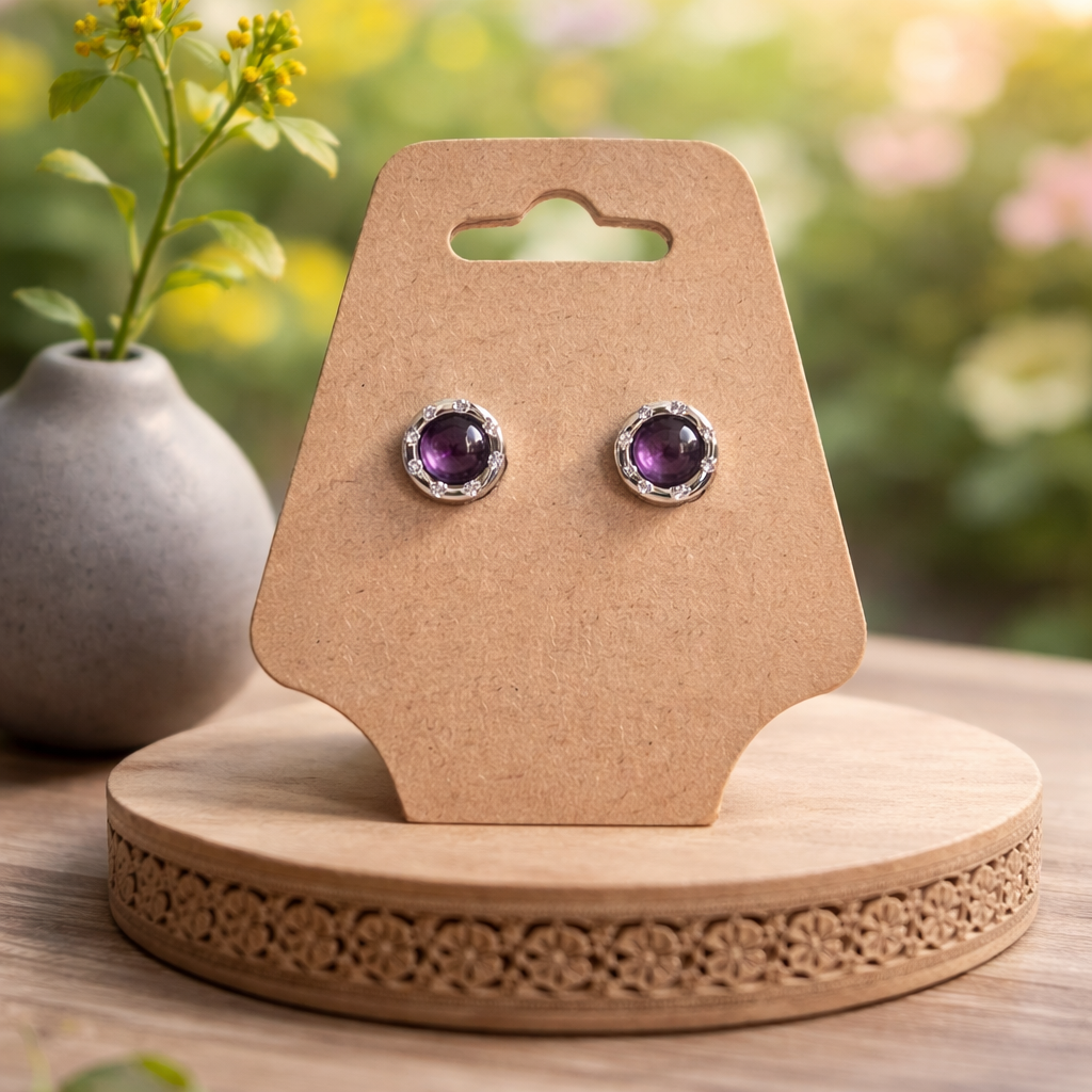 GARNET EARRINGS (STERLING SILVER POSTS)