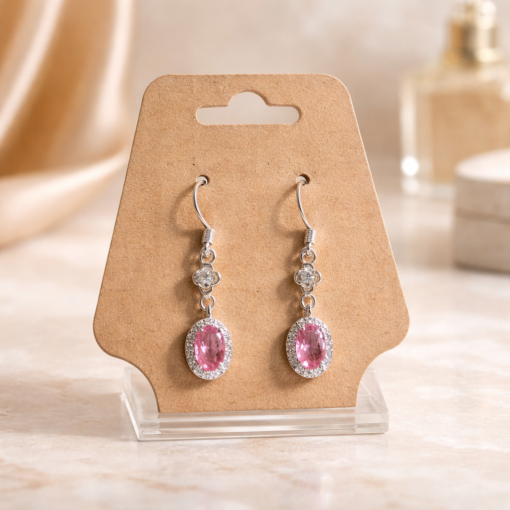PINK TOPAZ STERLING SILVER EARRINGS