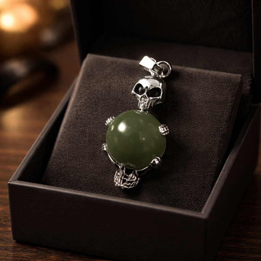 GREEN AVENTURINE SKULL PENDANT