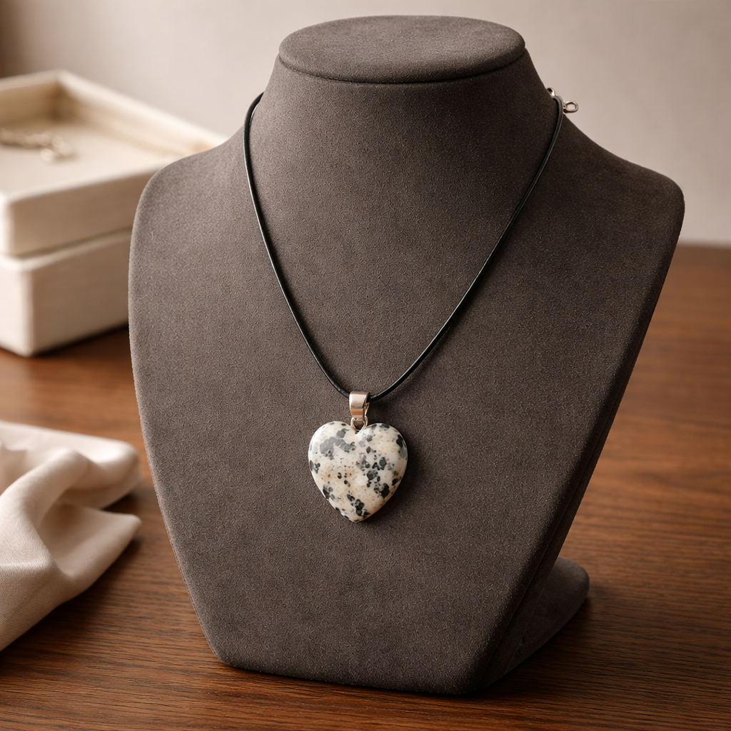 DALMATION JASPER HEART NECKLACE