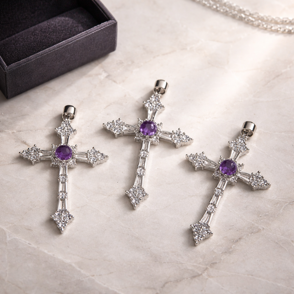 AMETHYST CROSS PENDANTS