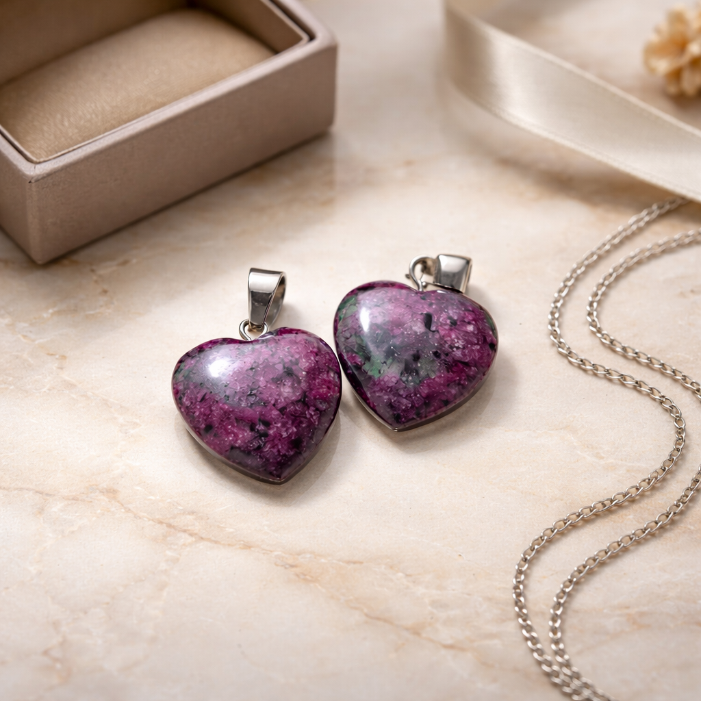 RUBY ZOISITE HEART PENDANT