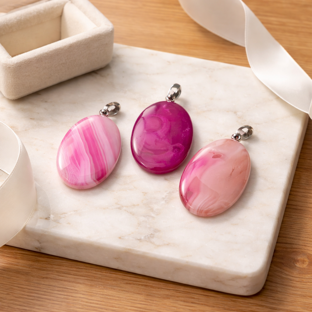 PINK AGATE PENDANTS