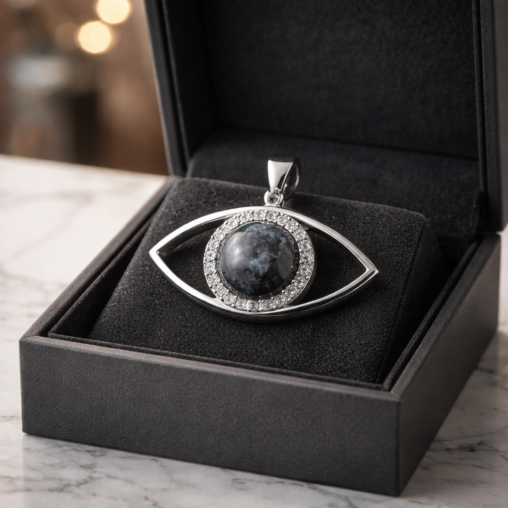 LARVIKITE EVIL EYE PENDANT