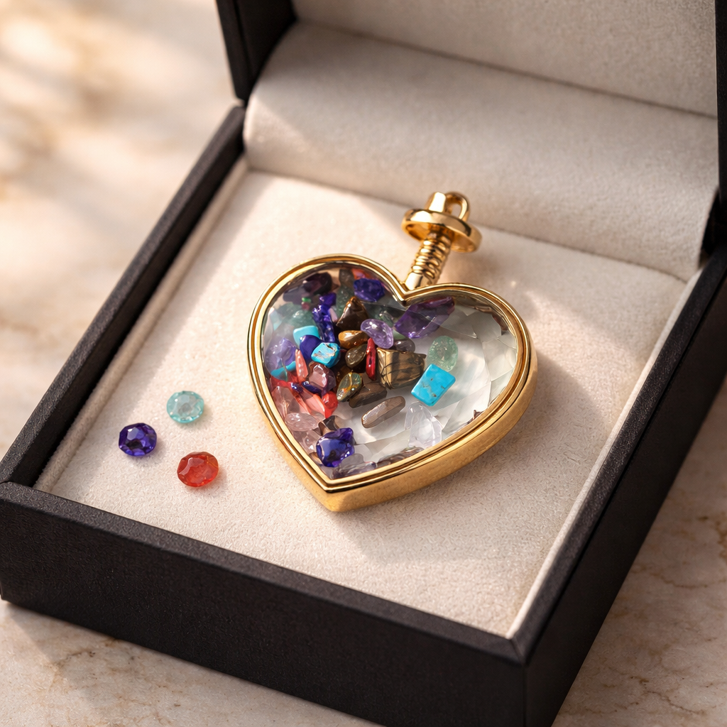 MULTI COLORED GOLD CHIP PENDANT