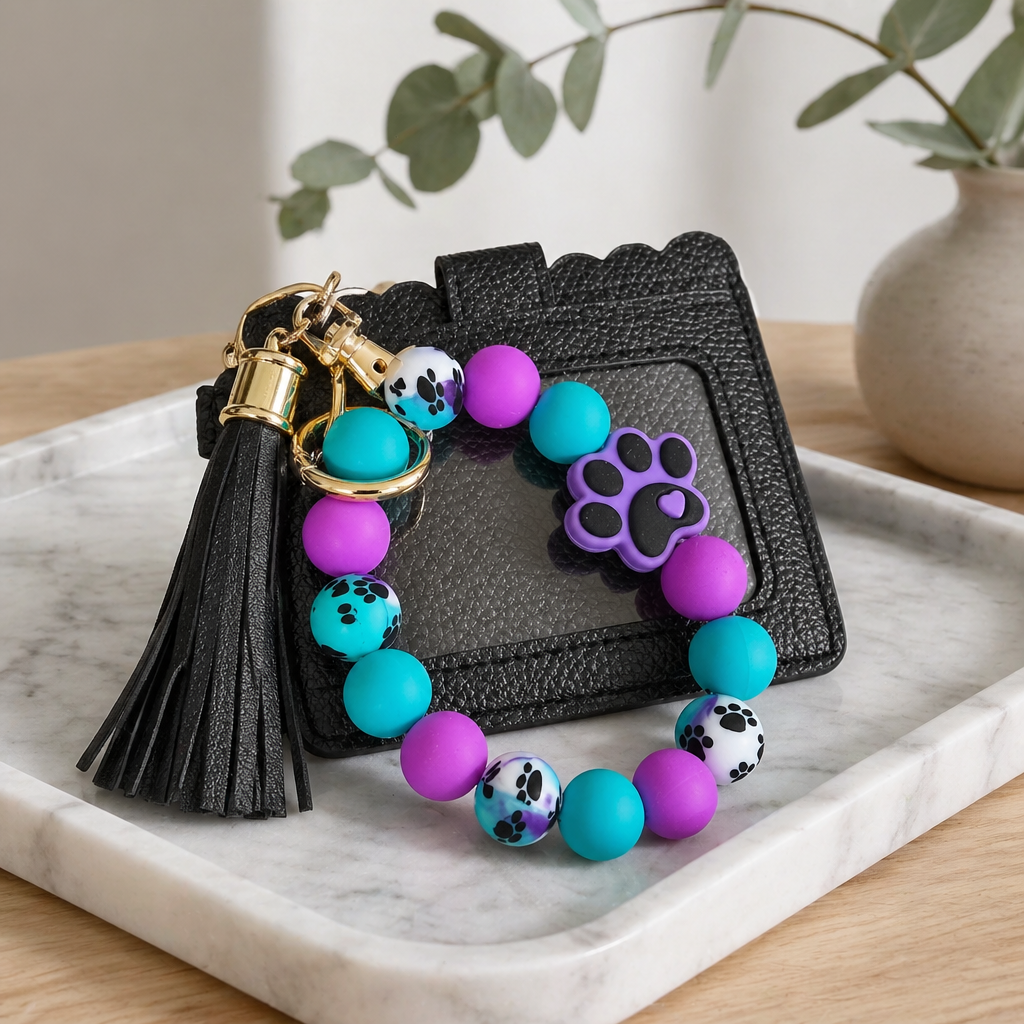 LEATHER WRISTLET WITH KEYCHAIN VARIETY OF COLORS