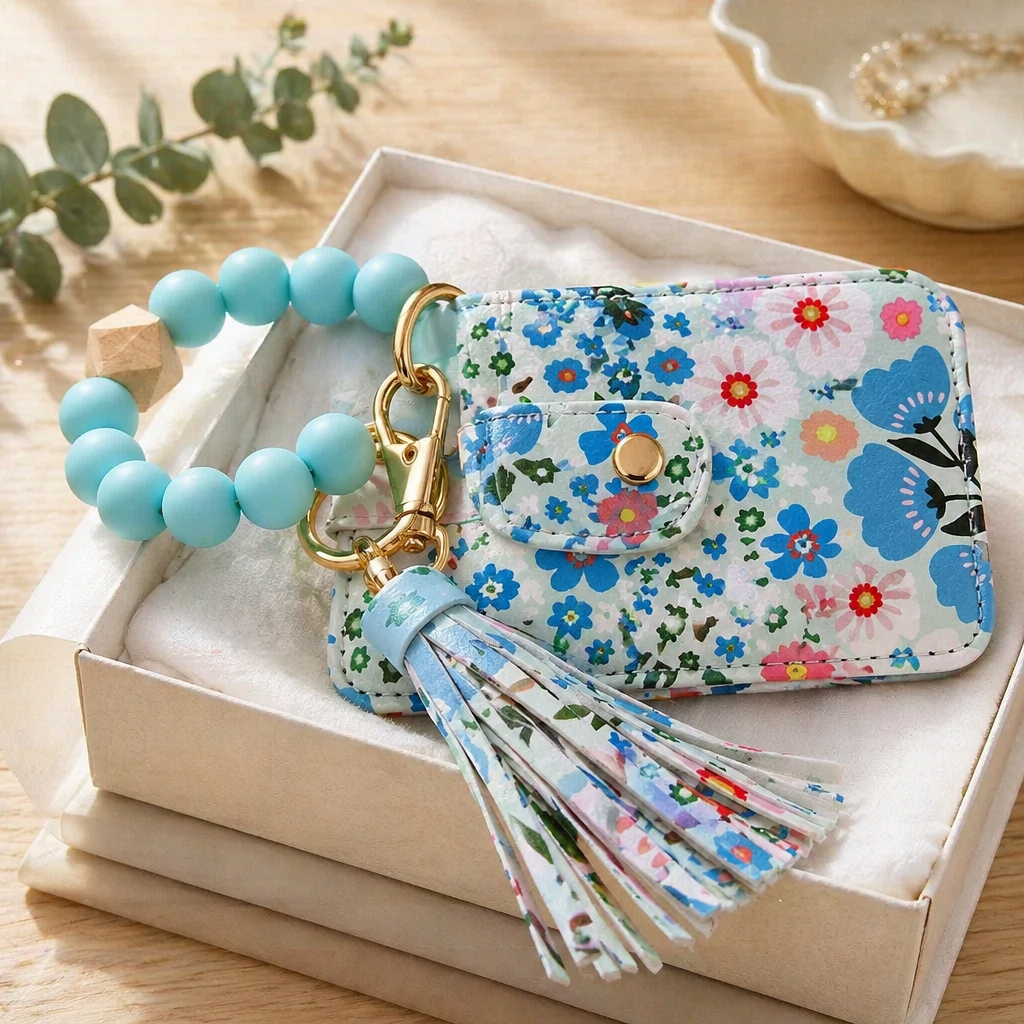 LEATHER WRISTLET WITH KEYCHAIN VARIETY OF COLORS