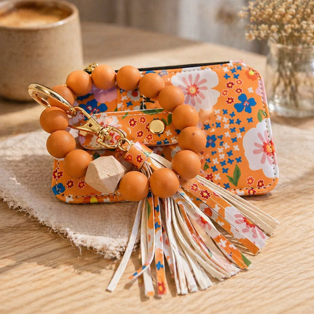 LEATHER WRISTLET WITH KEYCHAIN VARIETY OF COLORS