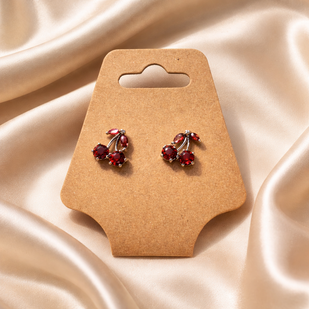 GARNET (CHERRY) STERLING SILVER EARRINGS