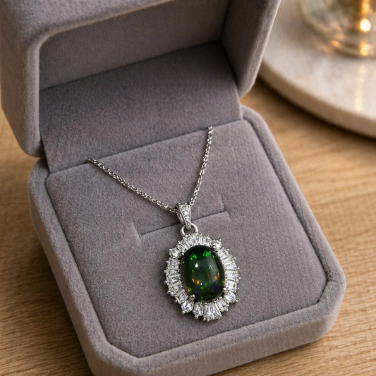 BLACK OPAL STERLING SILVER NECKLACE