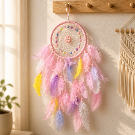 DREAM CATCHER PINK YELLOW PURPLE WHITE