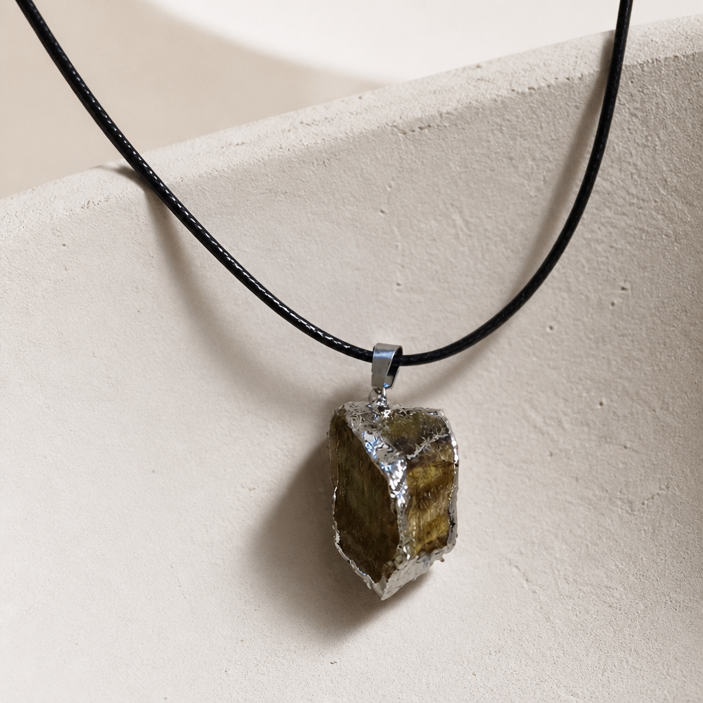 RAW TIGER EYE PENDANT ON  CORD CHAIN