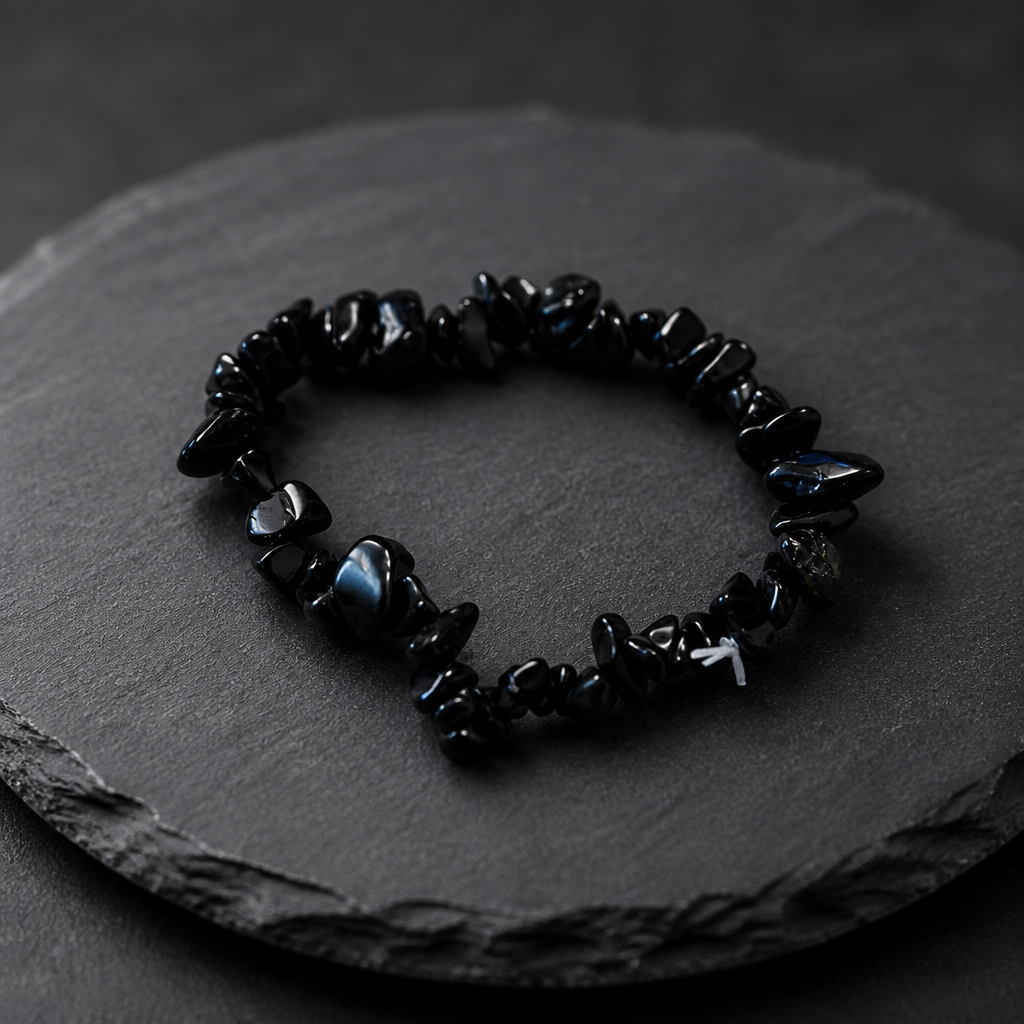 BLACK OBSIDIAN CHIP BRACELET