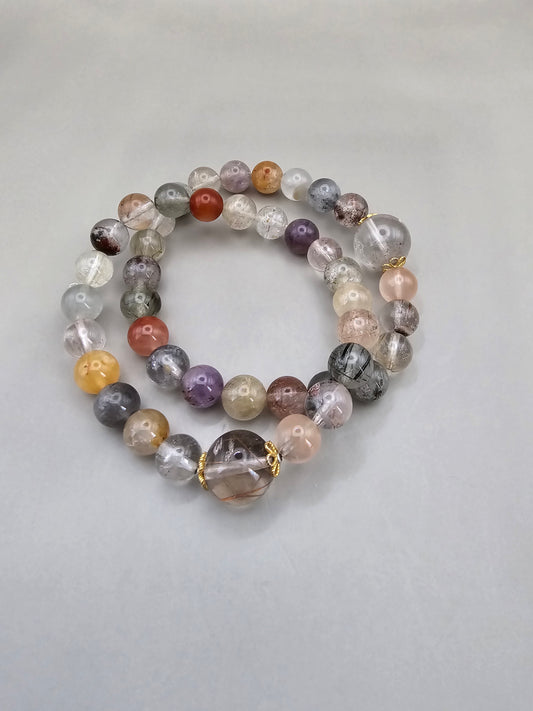 MULTICOLOR RUTILATED QUARTZ BRACELET
