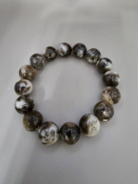 GOLD MOONSTONE AND BLACK SUNSTONE BRACELET