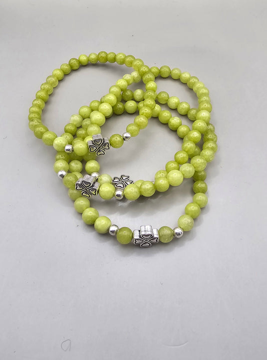 LEMON JADE BRACELET WITH CLOVER CHARM