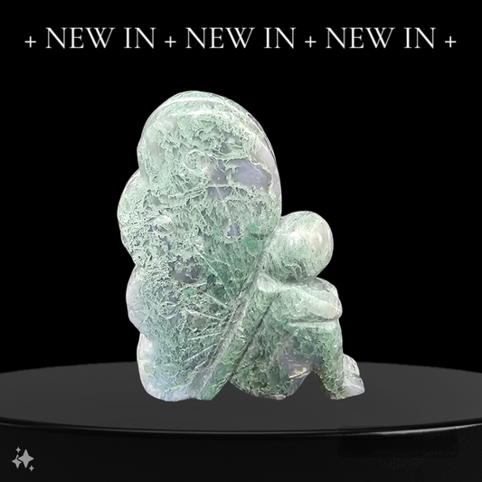 MOSS AGATE FAIRY CARVING