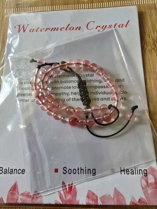WATERMELON TOURMALINE ADJUSTABLE BRACELET