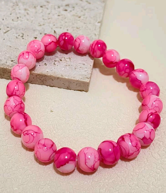GLASS PINK BRACELET 8MM