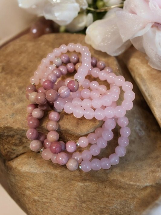 I AM WORTHY BRACELET ROSE QUARTZ-RHODONITE