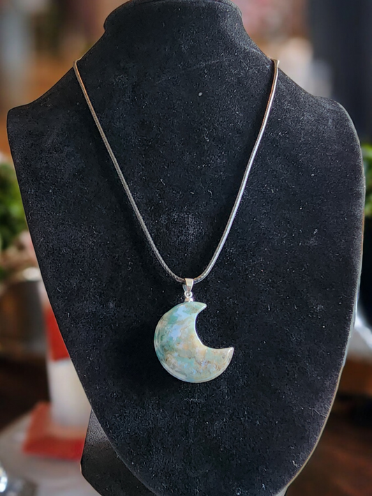 OCEAN JASPER MOON PENDANT
