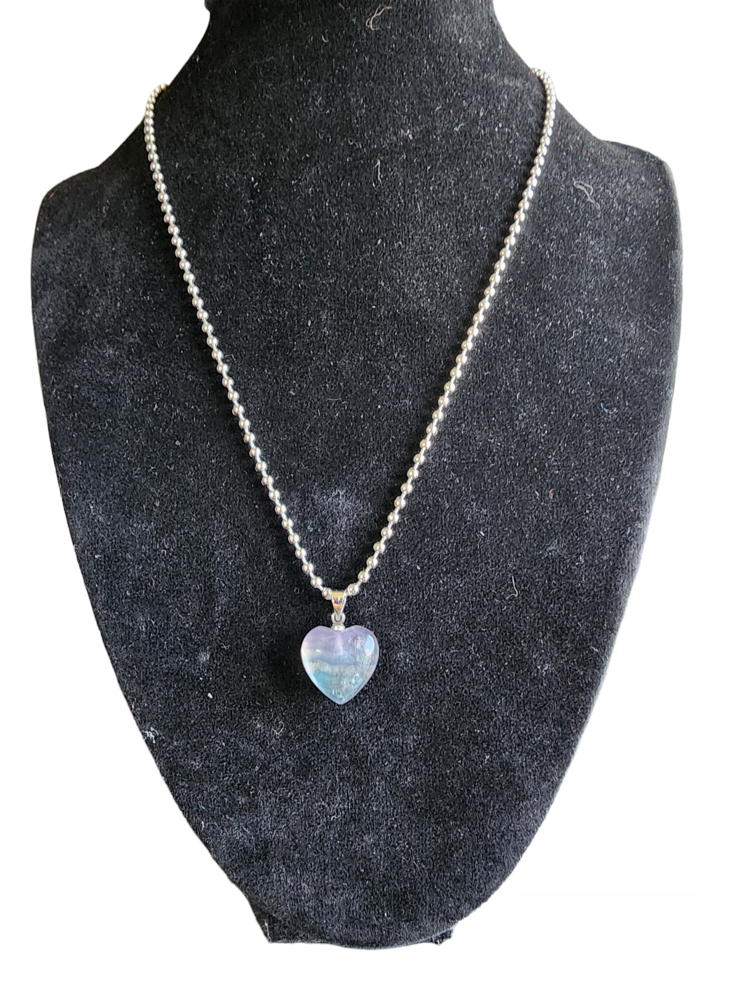 FLUORITE HEART 2.4 MM BALL CHAIN