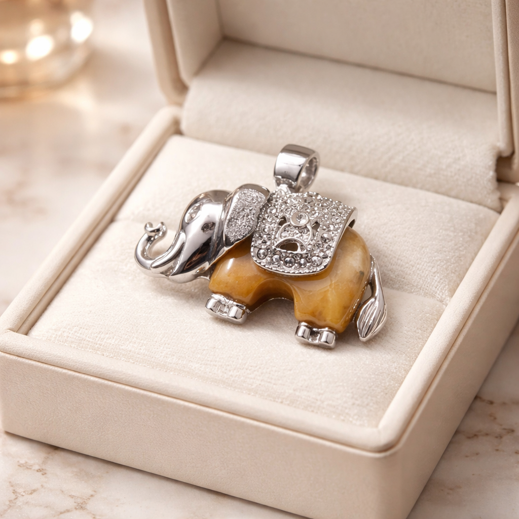 YELLOW JADE ELEPHANT PENDANT