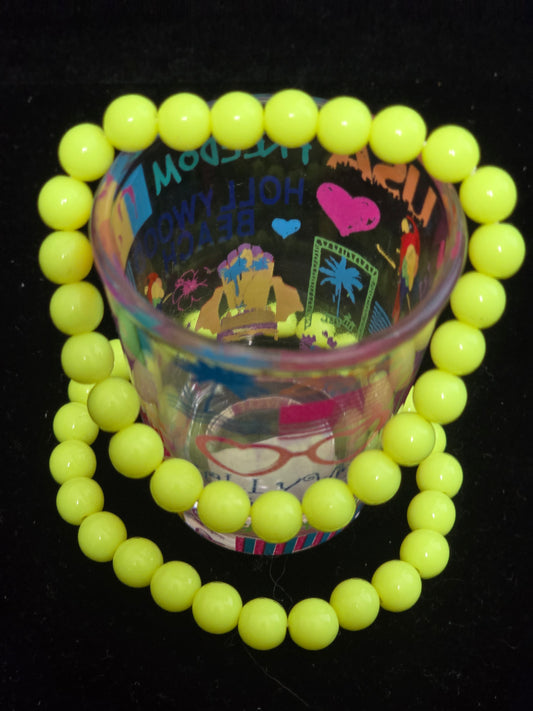 FLUORESCENT YELLOW BRACELET 8MM
