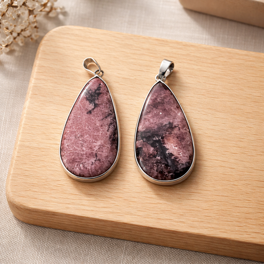RHODONITE TEARDROP PENDANT