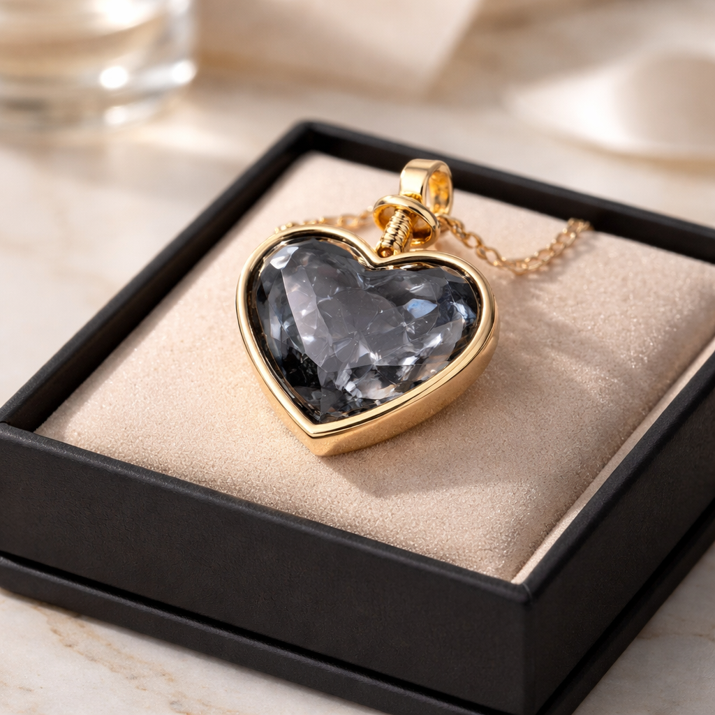 BLACK OBSIDIAN GOLD HEART PENDANT