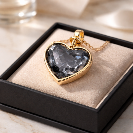 BLACK OBSIDIAN GOLD HEART PENDANT