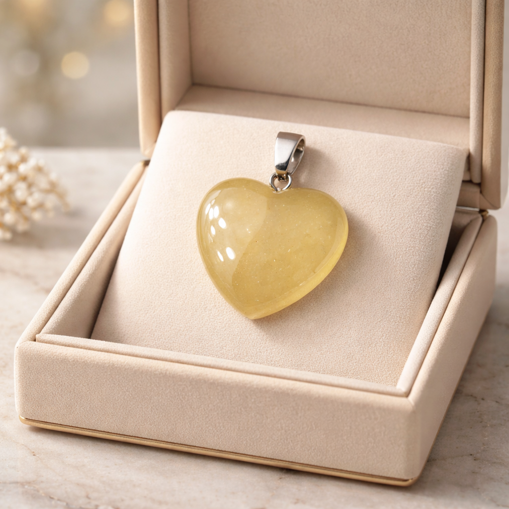 YELLOW JADE HEART PENDANT