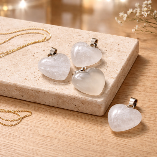 CLEAR QUARTZ HEART PENDANT