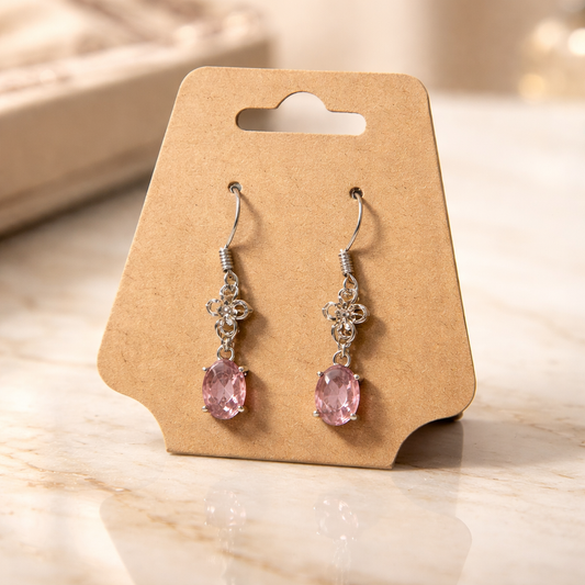 STRAWBERRY QUARTZ DANGLE STERLING SILVER EARRINGS