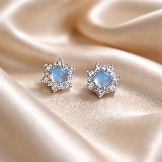 AQUAMARINE STERLING SILVER EARRINGS