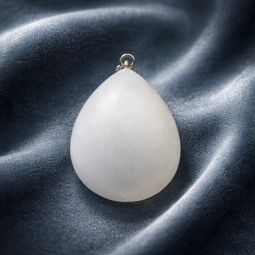 WHITE AGATE FACETED PENDANT