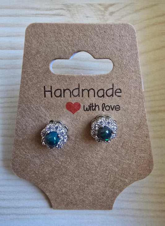 BLACK OPAL STERLING SILVER EARRINGS